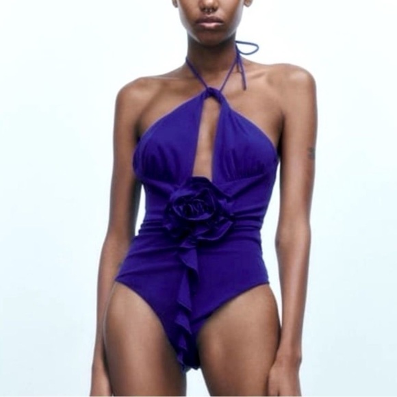 Zara Rose Bodysuit blue, Size S, new with tag - Picture 2 of 11